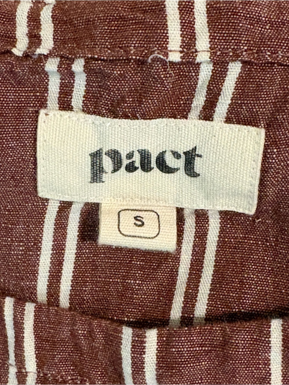Pact Brown and White Striped Sleeveless Linen-Blend Shorts med and top is small - Picture 7 of 16